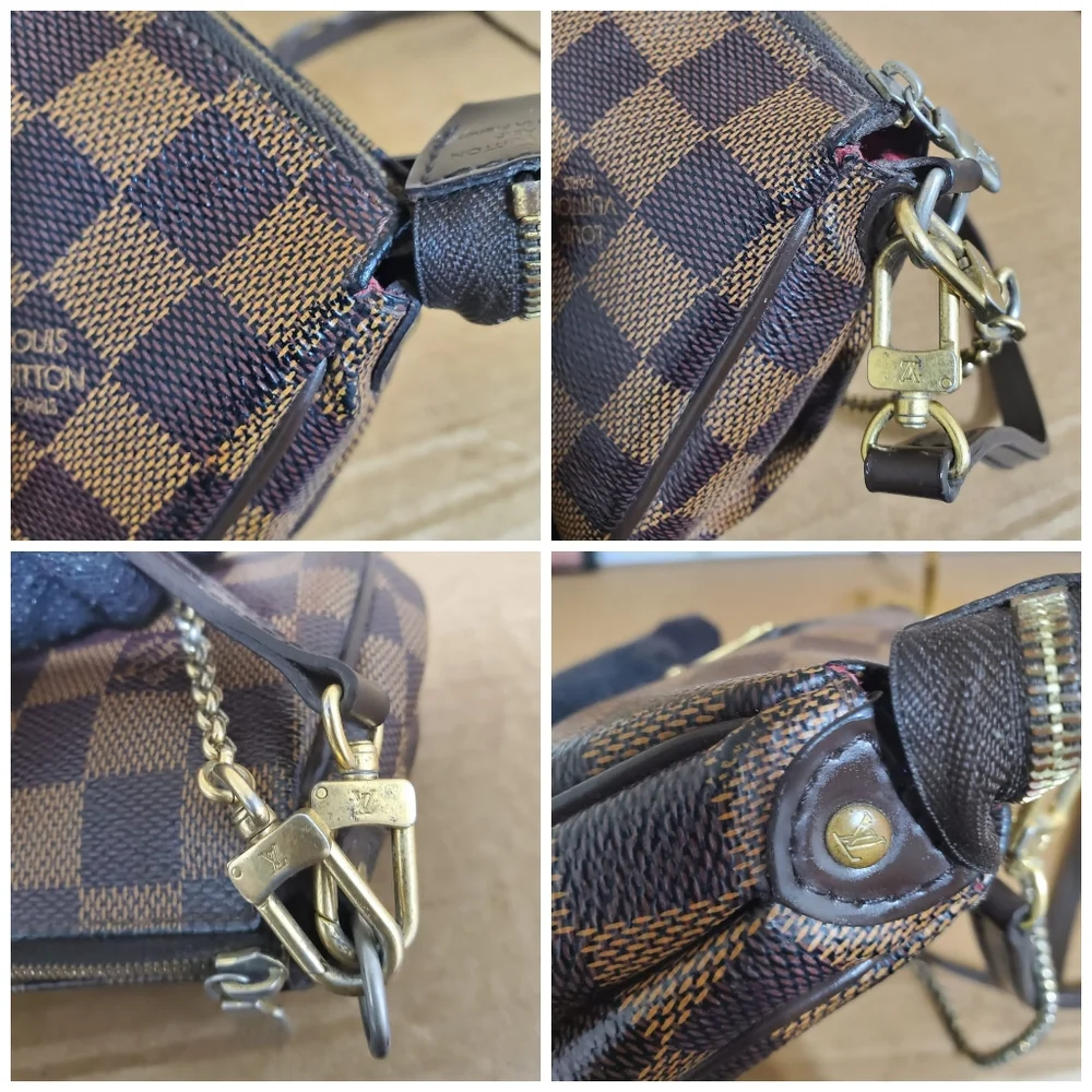 LOUIS VUITTON Damier Ebene Eva Clutch/Crossbody Bag